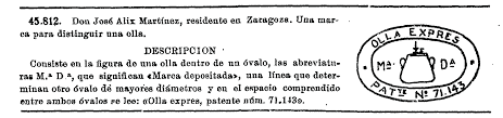 La patent de l'Olla Expres de José Alix Martínez