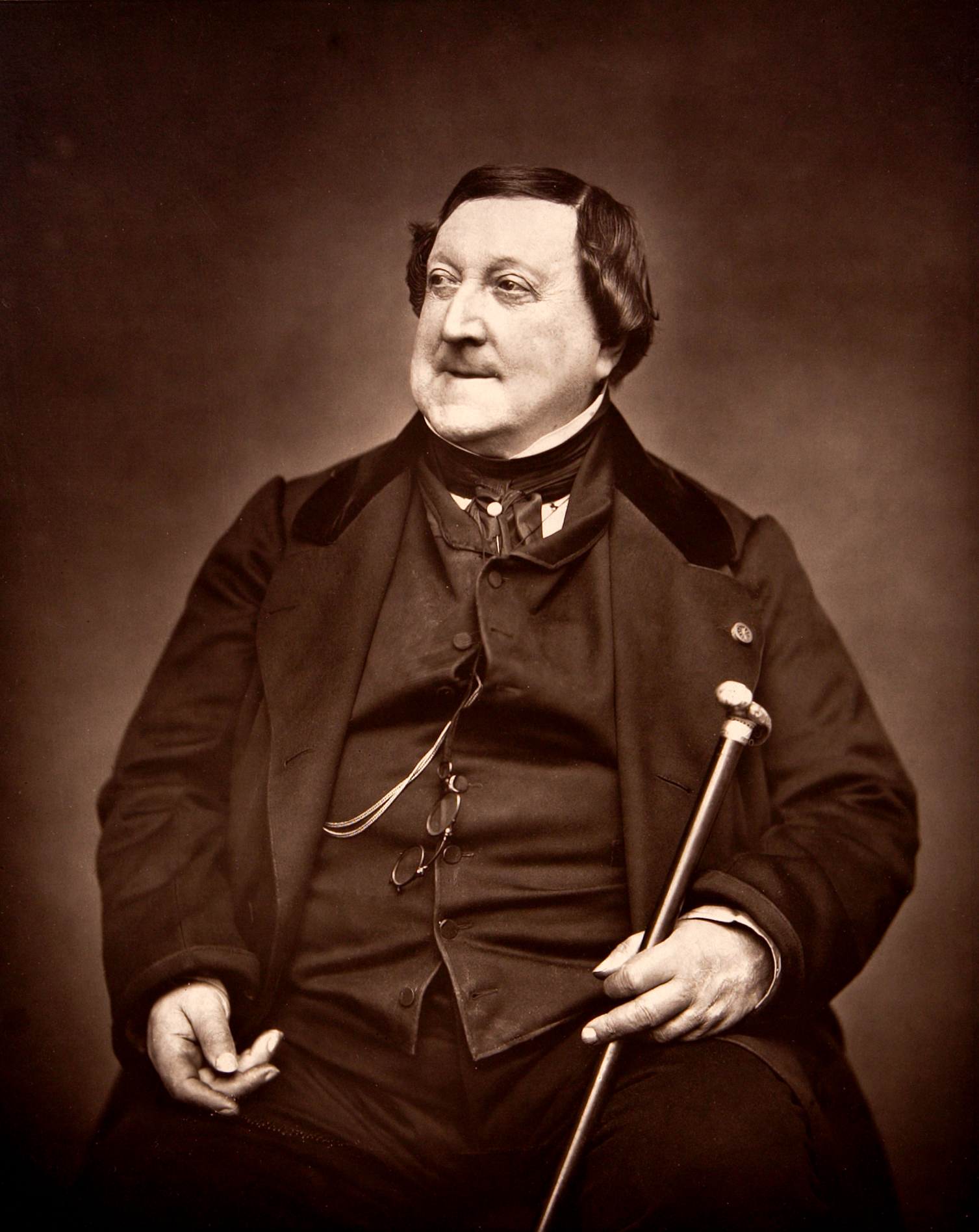 El compositor Gioacchino Rossini l'any 1865, a qui li agradava molt això de menjar, sobretot foie i tòfona. Guaiteu quina cara de panxacontent que fotia!